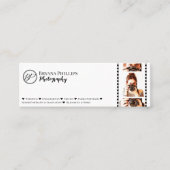 ミニマリストのブラック&ホワイトあなたのロゴ写真 スキニー名刺 (正面)