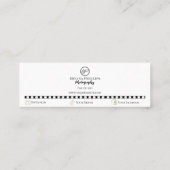 ミニマリストのブラック&ホワイトあなたのロゴ写真 スキニー名刺 (裏面)