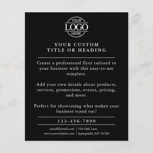 ミニマリストのブラック&ホワイトのビジネスロゴプロモーション チラシ (裏面)