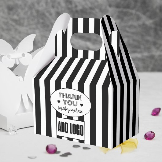 ミニマリストのブラック&ホワイトストライプ・ビジネス・ロゴ フェイバーボックス