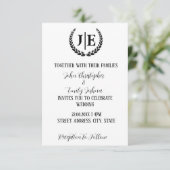 ミニマリストのブラック＆ホワイトモノグラムウェディング 招待状 (スタンド正面)