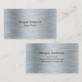 ミニマリストのブラッシュドメタルシルバーのバンディング 名刺 (正面/裏面)