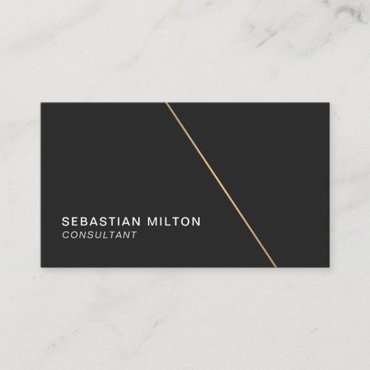 ミニマリストのブラッフェイクク金ゴールドラインコンサルタント 名刺 (正面)