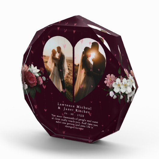 ミニマリストのブルゴーニュカスタムハート形のカップル フォトブロック (右)