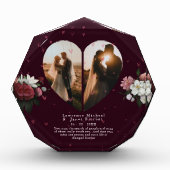 ミニマリストのブルゴーニュカスタムハート形のカップル フォトブロック (正面)