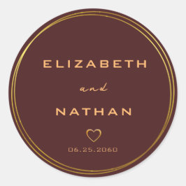 ミニマリストのブルゴーニュ結婚金ゴールド封筒用シール ラウンドシール