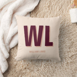ミニマリストのブルゴーニュ・ピンク・モノグラムパーソナライズされた クッション