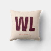 ミニマリストのブルゴーニュ・ピンク・モノグラムパーソナライズされた クッション (裏面)