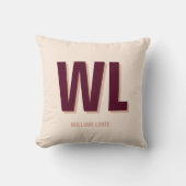 ミニマリストのブルゴーニュ・ピンク・モノグラムパーソナライズされた クッション (正面)