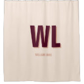 ミニマリストのブルゴーニュ・ピンク・モノグラムパーソナライズされた シャワーカーテン (正面)