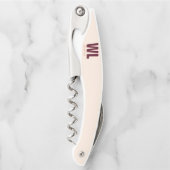 ミニマリストのブルゴーニュ・ピンク・モノグラムパーソナライズされた ソムリエナイフ (正面)