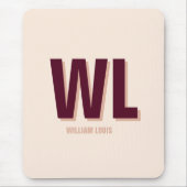 ミニマリストのブルゴーニュ・ピンク・モノグラムパーソナライズされた マウスパッド (正面)