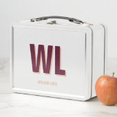 ミニマリストのブルゴーニュ・ピンク・モノグラムパーソナライズされた メタルランチボックス (インサイチュ)