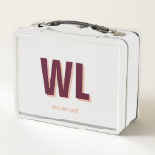 ミニマリストのブルゴーニュ・ピンク・モノグラムパーソナライズされた メタルランチボックス (裏面)