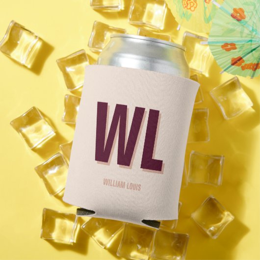 ミニマリストのブルゴーニュ・ピンク・モノグラムパーソナライズされた 缶クーラー (インサイチュ 夏)