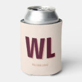 ミニマリストのブルゴーニュ・ピンク・モノグラムパーソナライズされた 缶クーラー (缶正面)