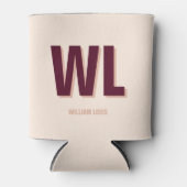 ミニマリストのブルゴーニュ・ピンク・モノグラムパーソナライズされた 缶クーラー (正面)