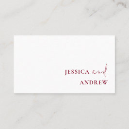 ミニマリストのブルゴーニュ・レッド&ホワイトシンプル・結婚 プレイスカード