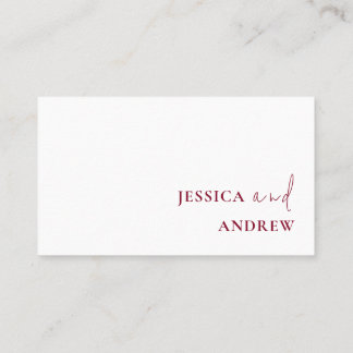 ミニマリストのブルゴーニュ・レッド&ホワイトシンプル・結婚 プレイスカード