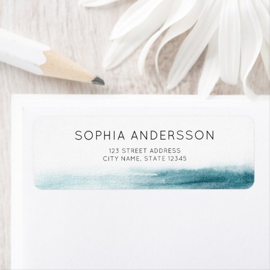 ミニマリストのブルーウォーターの色海アドレス ラベル (インサイチュ)