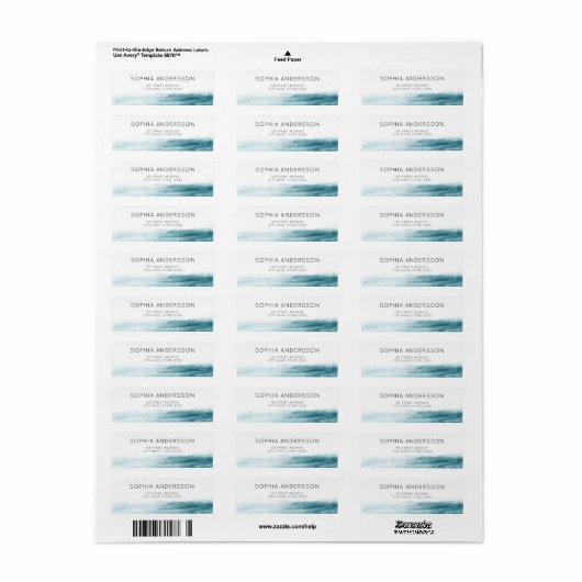 ミニマリストのブルーウォーターの色海アドレス ラベル (フルシート)