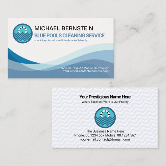 ミニマリストのブルーウォーターウェーブスイミングプール 名刺 (正面/裏面)