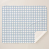 ミニマリストのブルーギンガムプレイドパターン シェルパブランケット (正面(横))