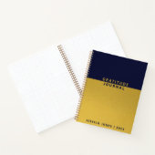 ミニマリストのブルーゴールドフォイル名の感謝ジャーナル ノートブック (内部)