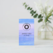 ミニマリストのブルーパープル絵を描ズの追加のカスタムロゴ 名刺 (スタンド正面)