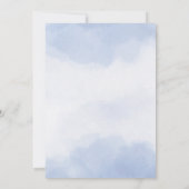 ミニマリストのブルーフローラウォーター結婚カラーのInvitati 招待状 (裏面)