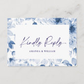 ミニマリストのブルーフローラRSVPカード – 親切に返信 エンクロージャーカード (正面)