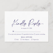 ミニマリストのブルーフローラRSVPカード – 親切に返信 エンクロージャーカード (裏面)