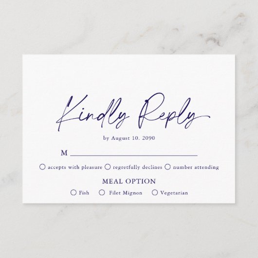 ミニマリストのブルーフローラRSVPカード – 親切に返信 エンクロージャーカード (裏面)