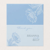 ミニマリストのブルー結婚フローラサンキューカード (外部フラット)