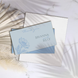 ミニマリストのブルー結婚フローラサンキューカード
