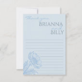 ミニマリストのブルー結婚フローラサンキューカード サンキューカード (正面)