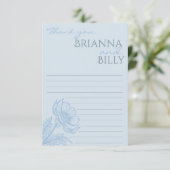 ミニマリストのブルー結婚フローラサンキューカード サンキューカード (スタンド正面)