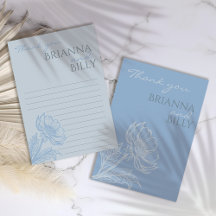 ミニマリストのブルー結婚フローラサンキューカード