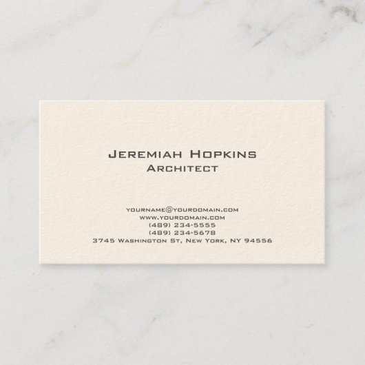 ミニマリストのプレインアーキテクト会社クリーム 名刺 (正面)