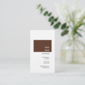 ミニマリストのプレーンモダンリネンブラウン白 名刺 (スタンド正面)