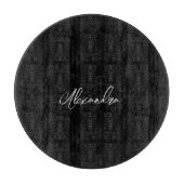 ミニマリストのプレーン手書き独自の名前ブラック カッティングボード (正面)