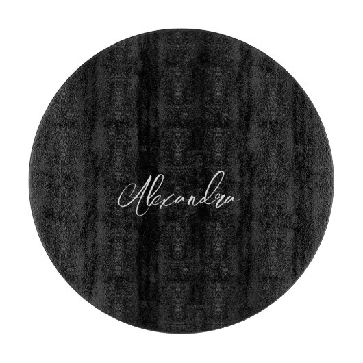 ミニマリストのプレーン手書き独自の名前ブラック カッティングボード (正面)