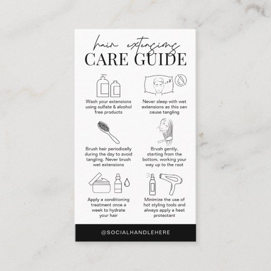 ミニマリストのヘアエクステンションの指示サロンロゴ 名刺 (正面)