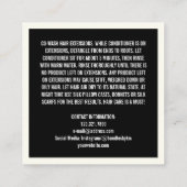 ミニマリストのヘアスタイリストのウィッグのバンドルメンテナンスカード スクエア名刺 (裏面)