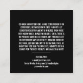 ミニマリストのヘアスタイリストのウィッグのバンドルメンテナンスカード スクエア名刺 (裏面)