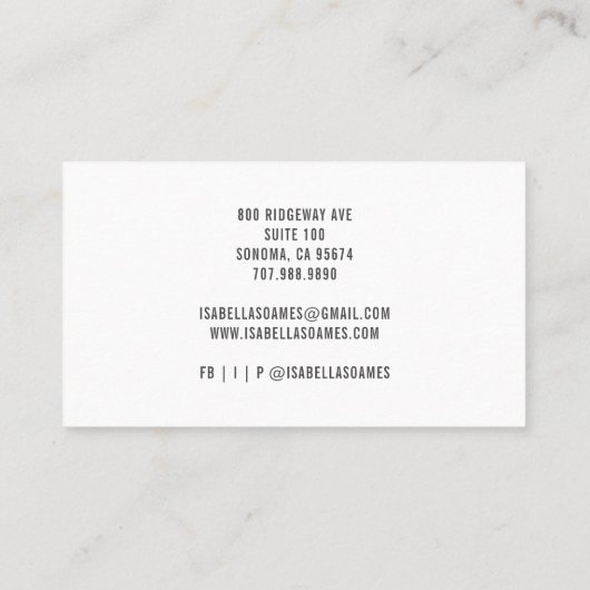 ミニマリストのヘアメイクアップスクリプトシグネチャー 名刺 (裏面)