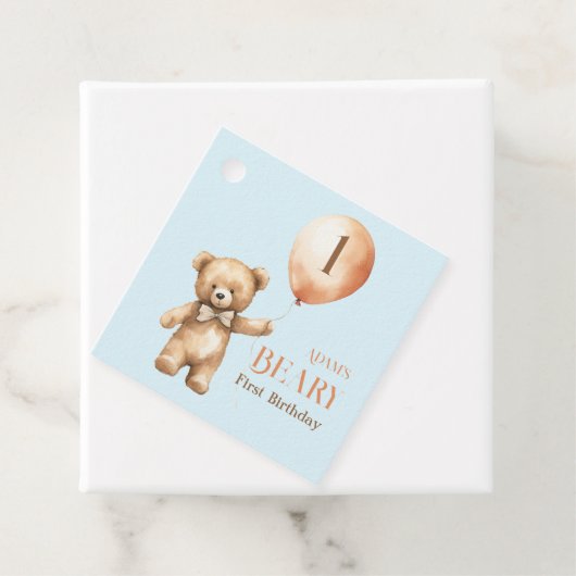 ミニマリストのベアーブルーボーイバリー1歳の誕生日 フェイバータグ (インサイチュ)