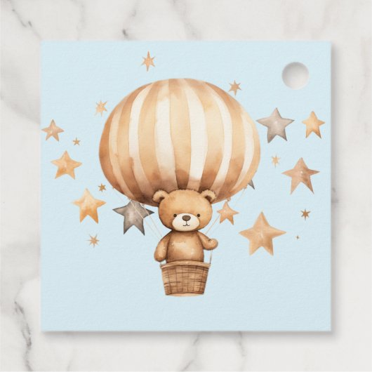 ミニマリストのベアーブルーボーイバリー1歳の誕生日 フェイバータグ (裏面)