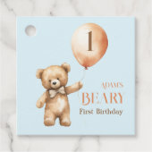 ミニマリストのベアーブルーボーイバリー1歳の誕生日 フェイバータグ (正面)