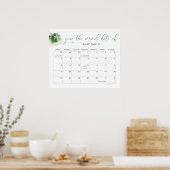 ミニマリストのベビーシャワー出産予定日カレンダー ポスター (キッチン)